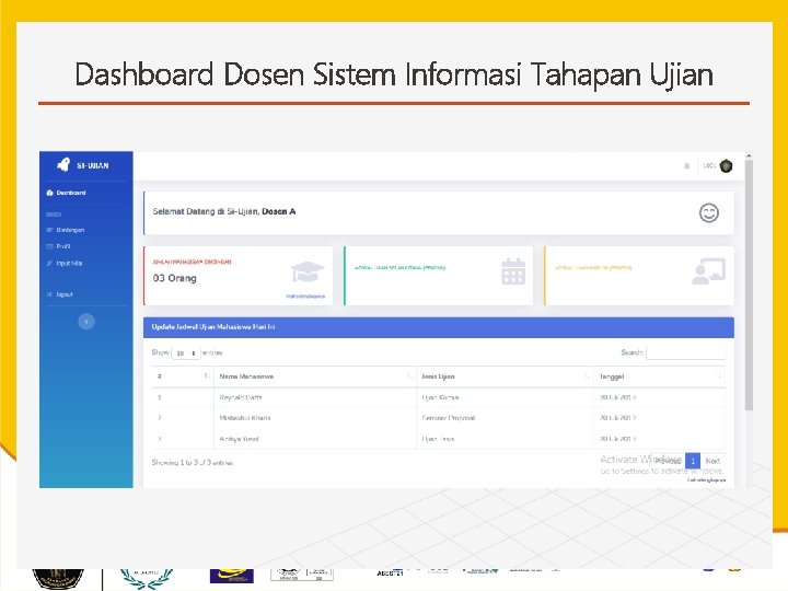 Dashboard Dosen Sistem Informasi Tahapan Ujian 