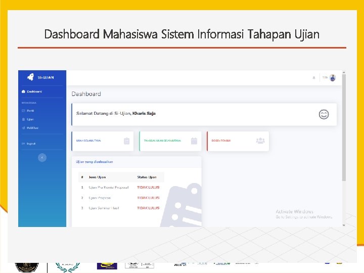 Dashboard Mahasiswa Sistem Informasi Tahapan Ujian 