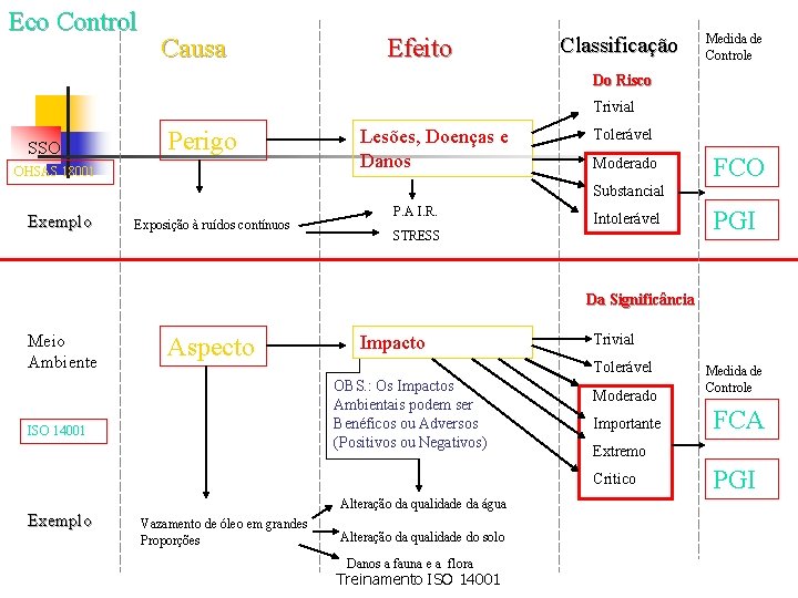 Eco Control Causa Efeito Classificação Medida de Controle Do Risco Trivial SSO Perigo OHSAS