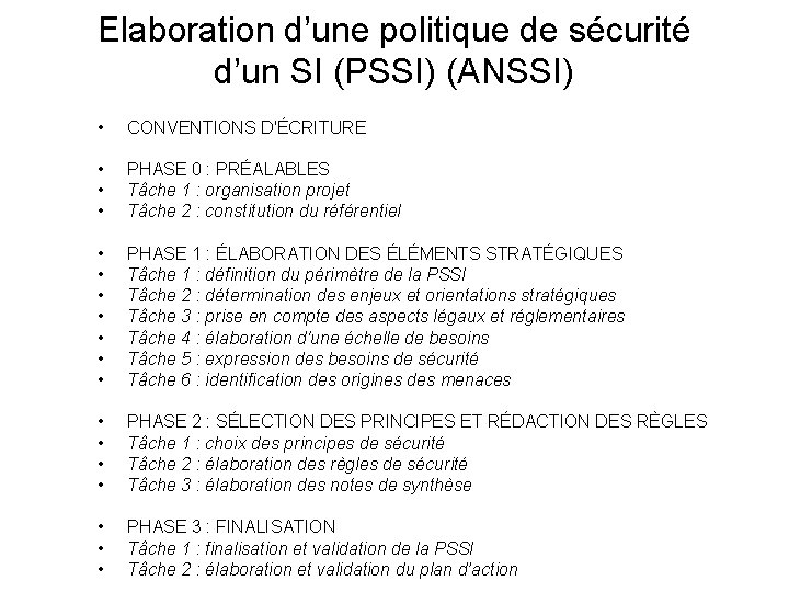 Elaboration d’une politique de sécurité d’un SI (PSSI) (ANSSI) • CONVENTIONS D'ÉCRITURE • •