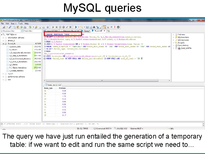 My. SQL queries The query we have just run entailed the generation of a