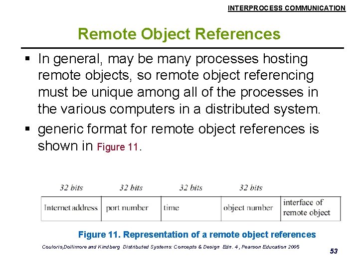 INTERPROCESS COMMUNICATION Remote Object References § In general, may be many processes hosting remote