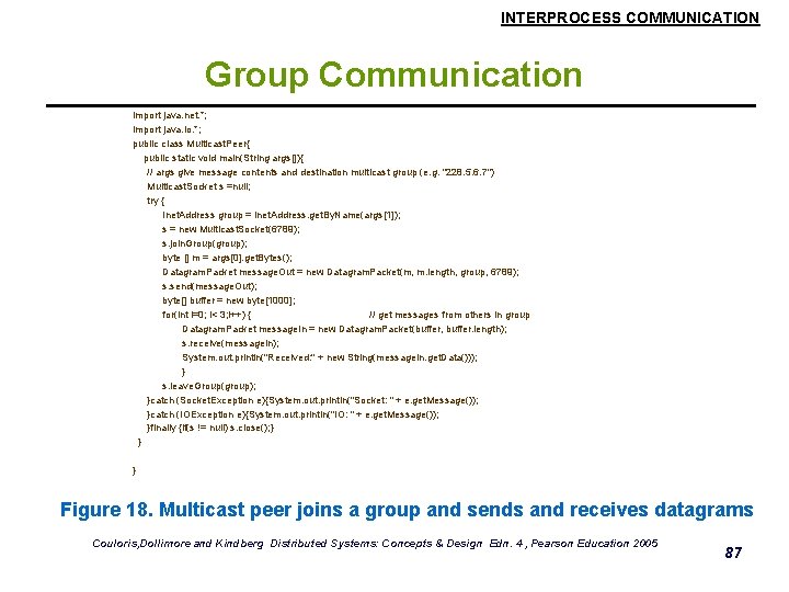 INTERPROCESS COMMUNICATION Group Communication import java. net. *; import java. io. *; public class