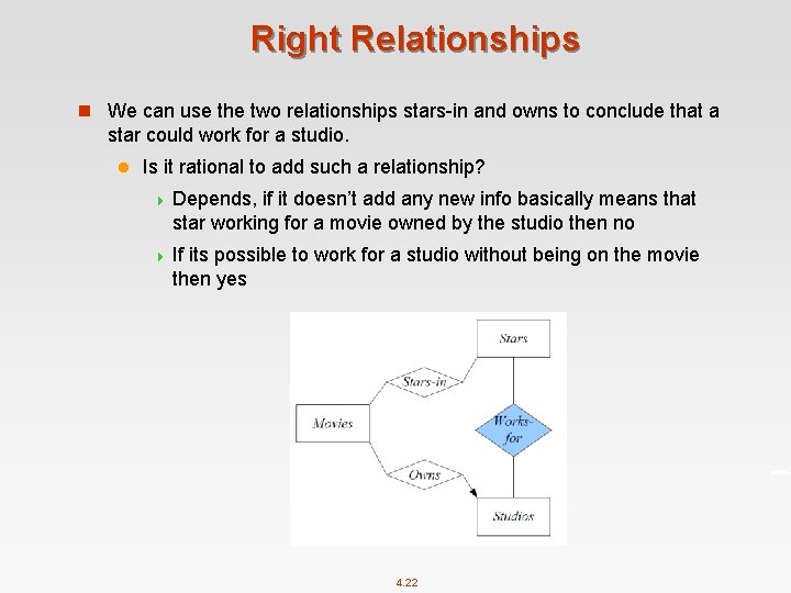 Right Relationships n We can use the two relationships stars-in and owns to conclude
