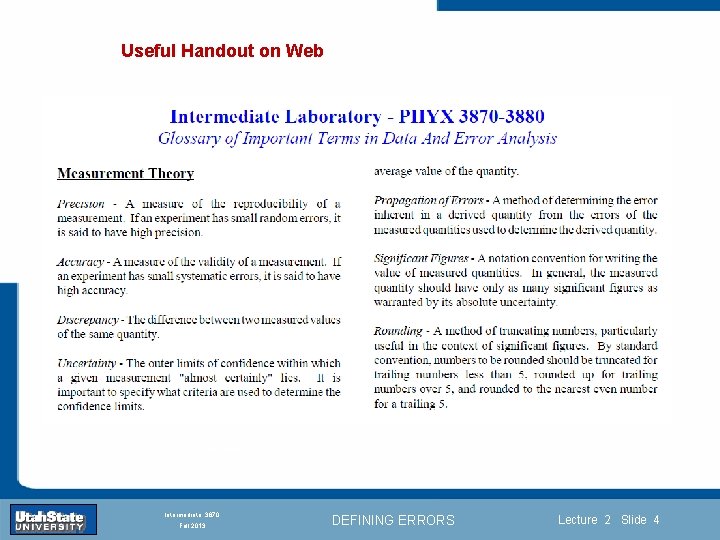 Useful Handout on Web Introduction Section 0 Lecture 1 Slide 4 INTRODUCTION TO Modern