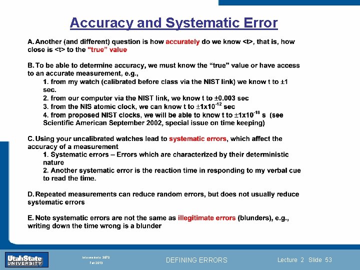 Accuracy and Systematic Error Introduction Section 0 Lecture 1 Slide 53 INTRODUCTION TO Modern