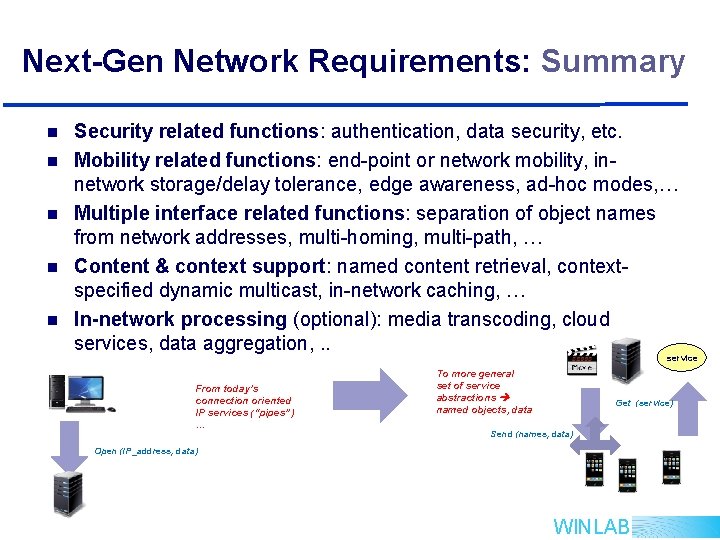 Next-Gen Network Requirements: Summary n n n Security related functions: authentication, data security, etc. Next-Gen Network Requirements: Summary n n n Security related functions: authentication, data security, etc.