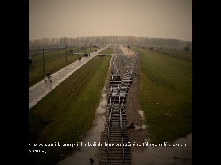 Cez vstupnú bránu prichádzali do koncentračného tábora celé vlakové súpravy. 