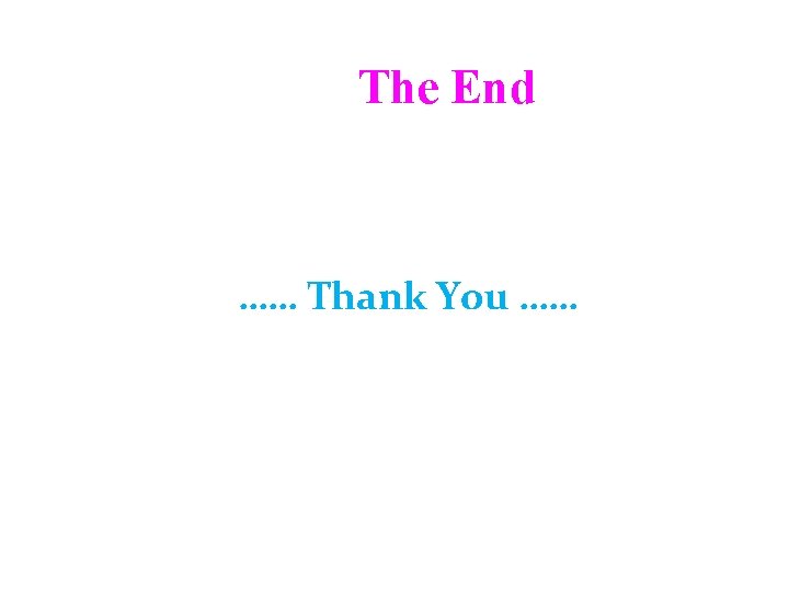 The End …… Thank You …… 