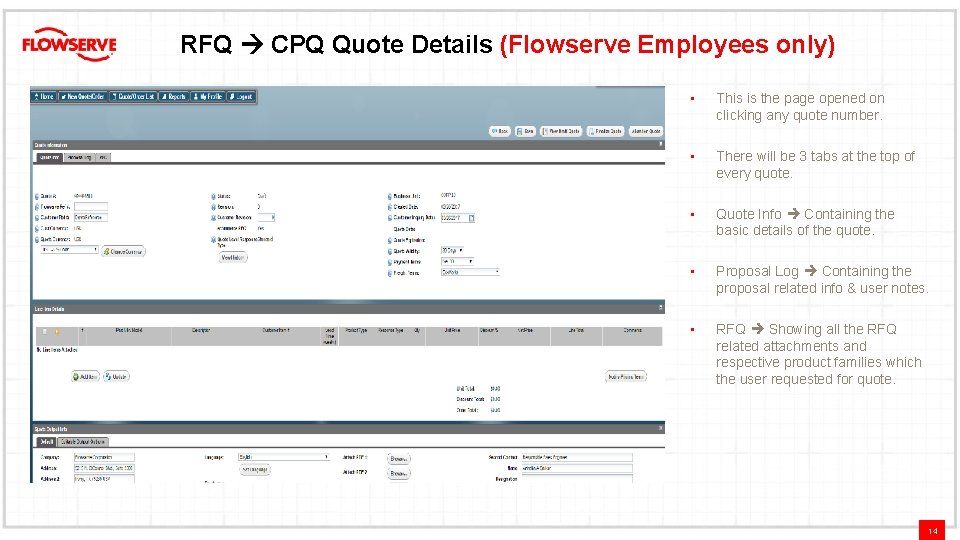 RFQ CPQ Quote Details (Flowserve Employees only) • This is the page opened on