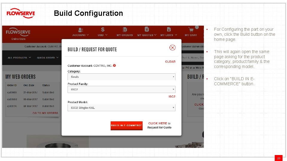 Build Configuration • For Configuring the part on your own, click the Build button