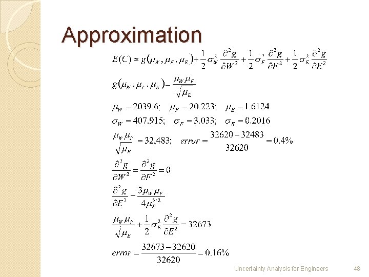 Approximation Uncertainty Analysis for Engineers 48 