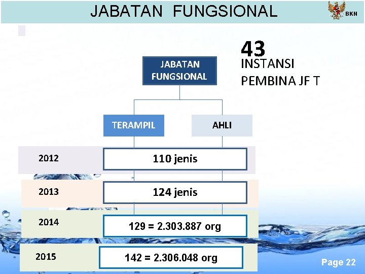 JABATAN FUNGSIONAL 43 INSTANSI JABATAN FUNGSIONAL TERAMPIL PEMBINA JF T AHLI 2012 110 jenis