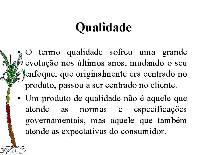 Qualidade • O termo qualidade sofreu uma grande evolução nos últimos anos, mudando o