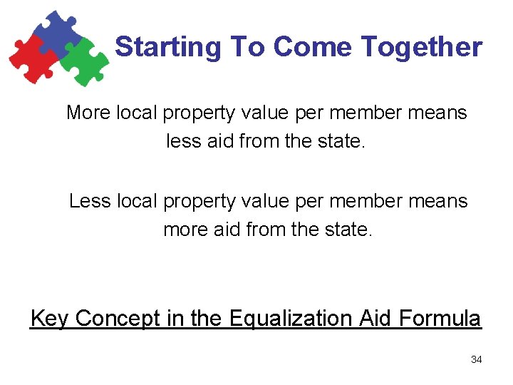 Starting To Come Together More local property value per member means less aid from