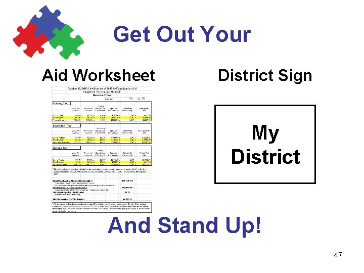 Get Out Your Aid Worksheet District Sign My District And Stand Up! 47 