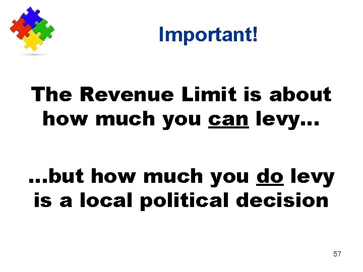 Important! The Revenue Limit is about how much you can levy… …but how much