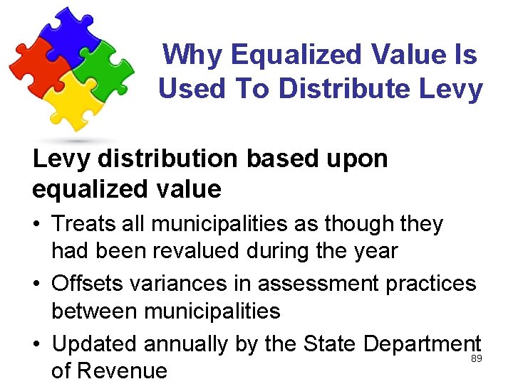 Why Equalized Value Is Used To Distribute Levy distribution based upon equalized value •