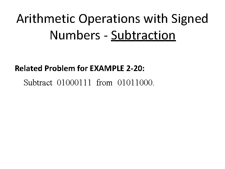 Arithmetic Operations with Signed Numbers - Subtraction Related Problem for EXAMPLE 2 -20: Subtract