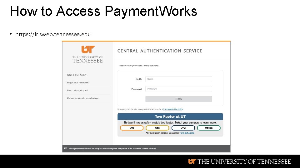 How to Access Payment. Works • https: //irisweb. tennessee. edu 