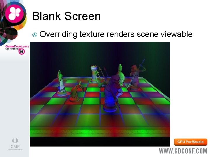 Blank Screen > Overriding texture renders scene viewable 