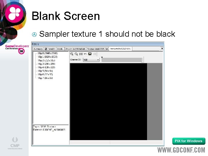 Blank Screen > Sampler texture 1 should not be black 