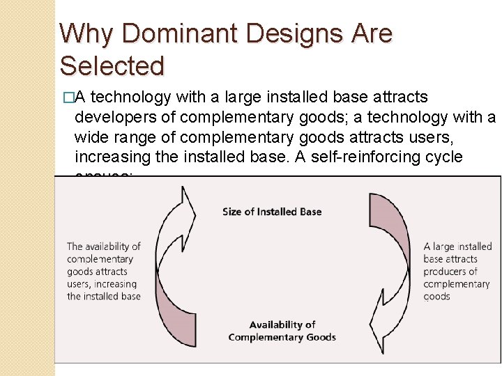 Why Dominant Designs Are Selected �A technology with a large installed base attracts developers