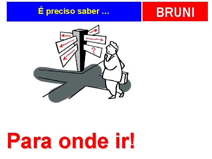 É preciso saber … Para onde ir! BRUNI 