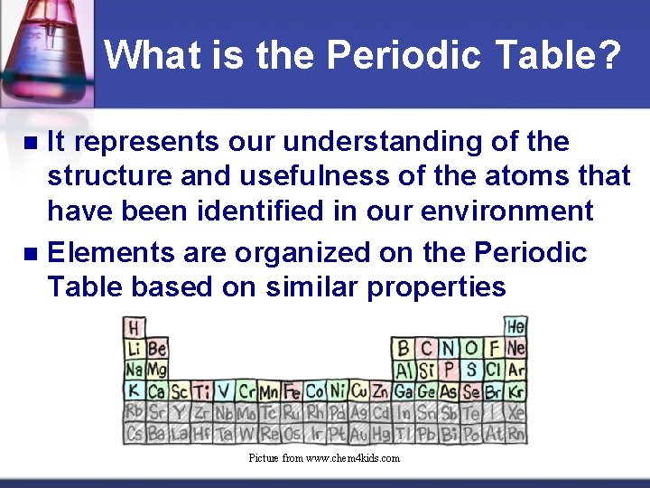 What is the Periodic Table? It represents our understanding of the structure and usefulness