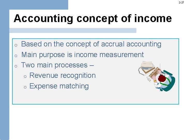 2 -27 Accounting concept of income o o o Based on the concept of