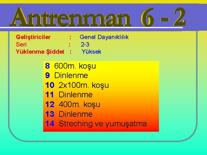 Geliştiriciler : Seri : Yüklenme Şiddet : Genel Dayanıklılık 2 -3 Yüksek 8 600