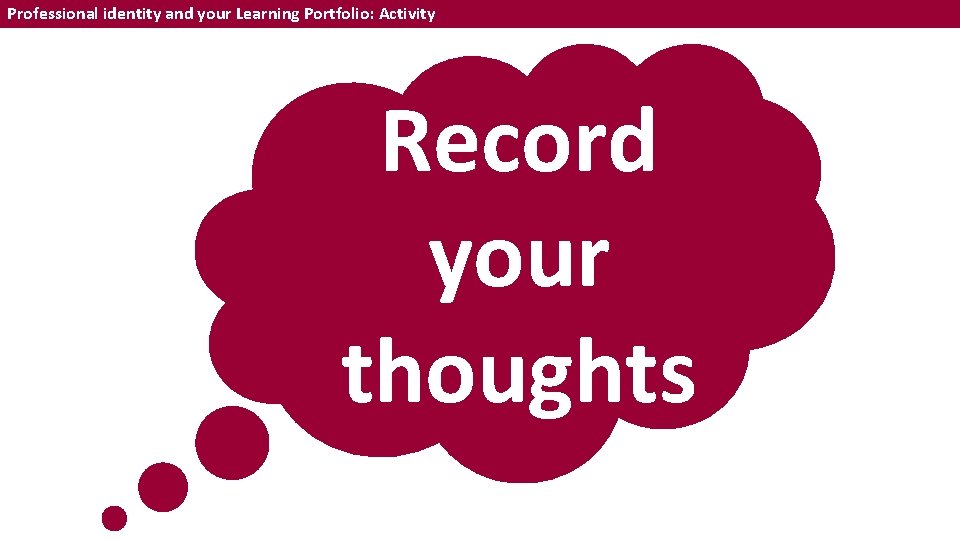 Professional identity and your Learning Portfolio: Activity Record your thoughts 