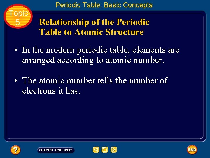 Topic 5 Periodic Table: Basic Concepts Relationship of the Periodic Table to Atomic Structure