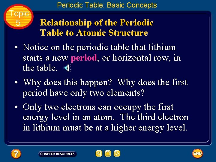 Topic 5 Periodic Table: Basic Concepts Relationship of the Periodic Table to Atomic Structure