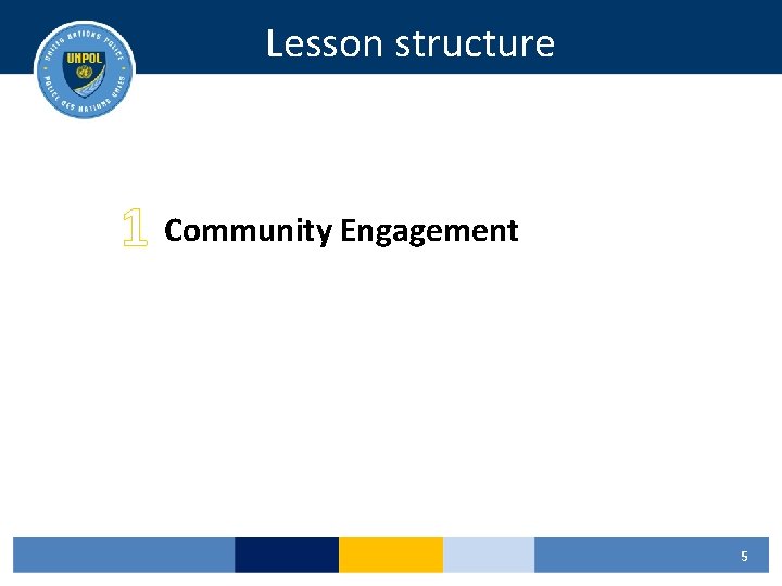 Lesson structure 1 Community Engagement 5 