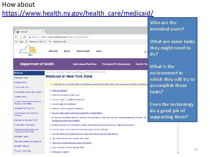 How about https: //www. health. ny. gov/health_care/medicaid/ Who are the intended users? What are