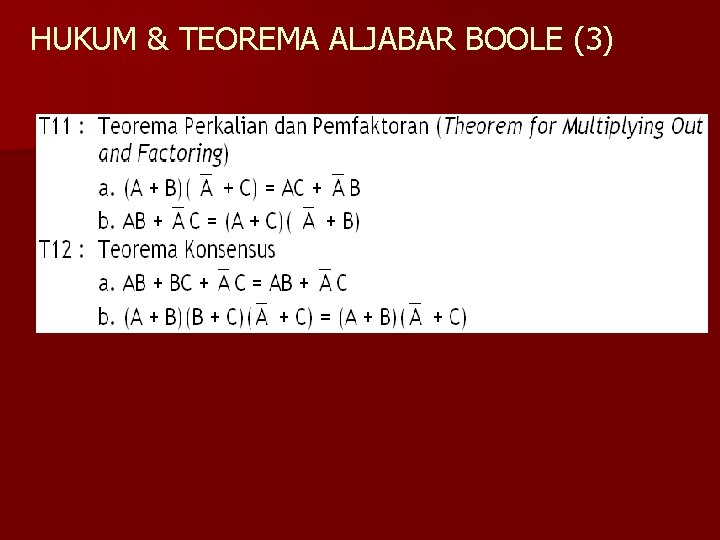 HUKUM & TEOREMA ALJABAR BOOLE (3) 