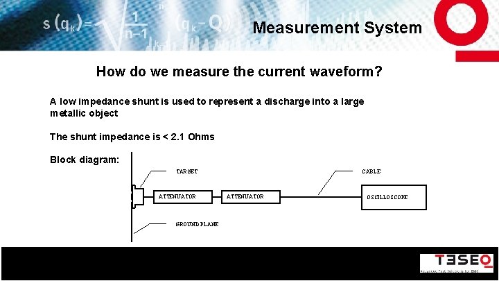 Measurement System How do we measure the current waveform? A low impedance shunt is