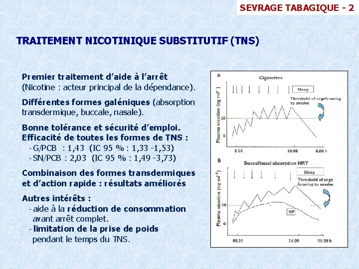 SEVRAGE TABAGIQUE - 2 TRAITEMENT NICOTINIQUE SUBSTITUTIF (TNS) Premier traitement d’aide à l’arrêt (Nicotine