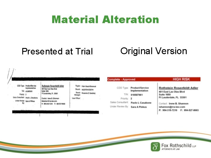 Material Alteration Presented at Trial Original Version 