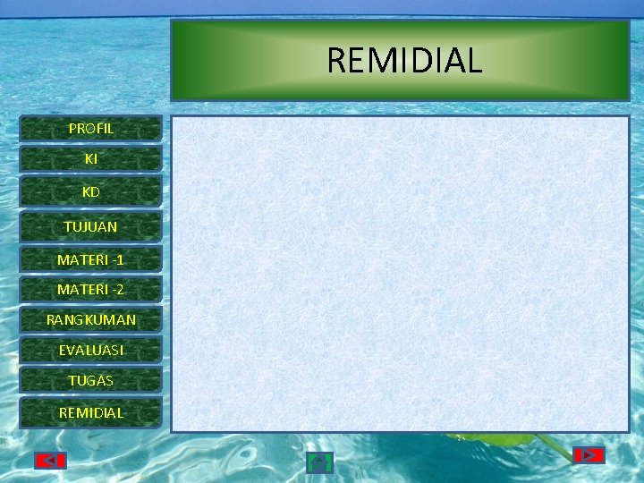 REMIDIAL PROFIL KI KD TUJUAN MATERI -1 MATERI -2 RANGKUMAN EVALUASI TUGAS REMIDIAL 
