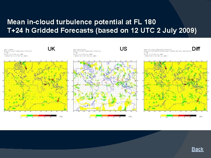 Mean in-cloud turbulence potential at FL 180 T+24 h Gridded Forecasts (based on 12