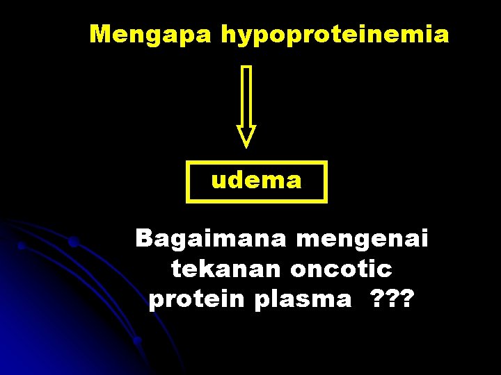 Mengapa hypoproteinemia udema Bagaimana mengenai tekanan oncotic protein plasma ? ? ? 