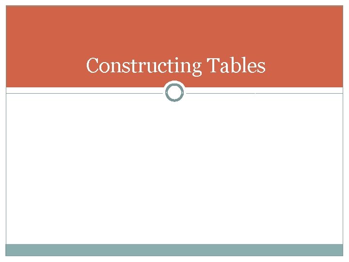 Constructing Tables 