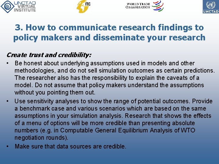 3. How to communicate research findings to policy makers and disseminate your research Create