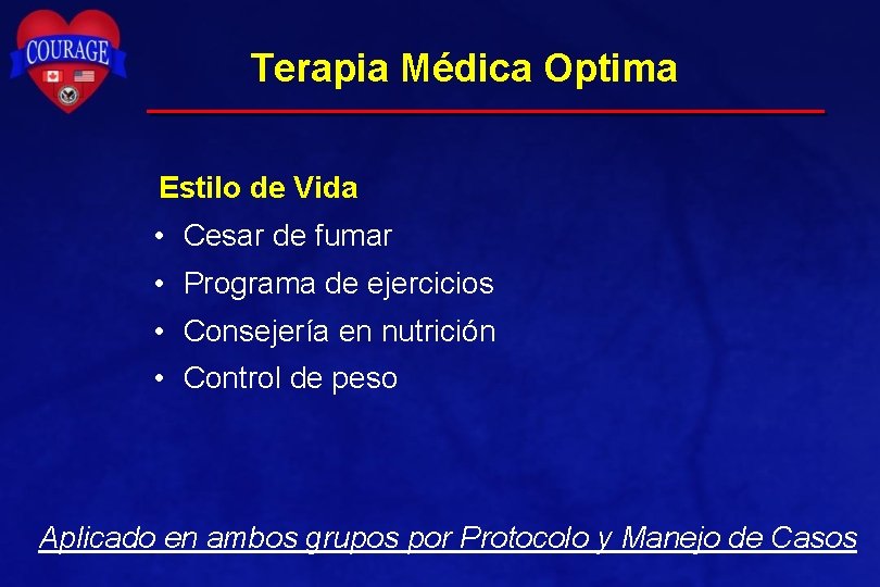 Terapia Médica Optima Estilo de Vida • Cesar de fumar • Programa de ejercicios