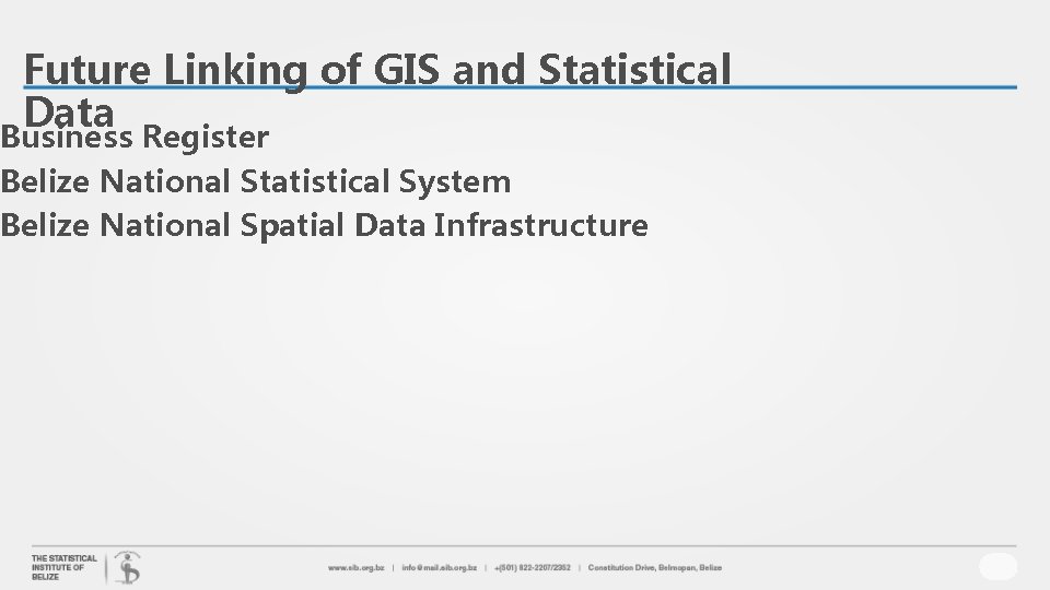 Future Linking of GIS and Statistical Data Business Register Belize National Statistical System Belize