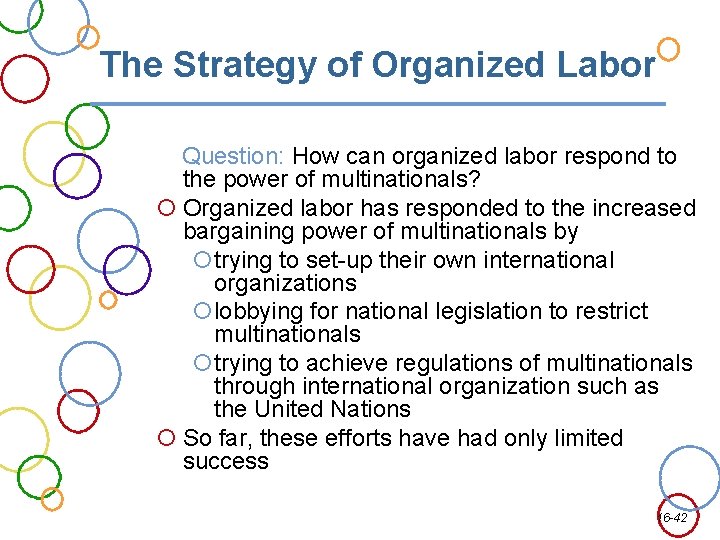 The Strategy of Organized Labor Question: How can organized labor respond to the power