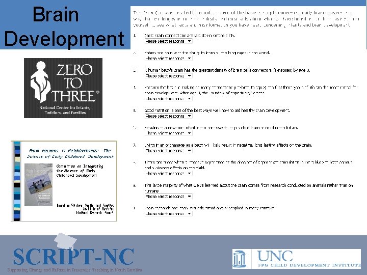 Brain Development SCRIPT-NC Supporting Change and Reform in Preservice Teaching in North Carolina 