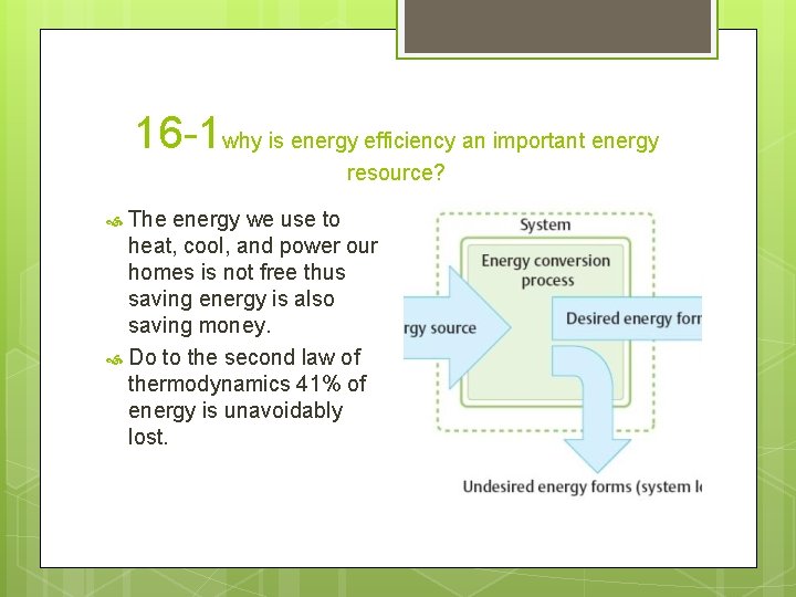 16 -1 why is energy efficiency an important energy resource? The energy we use